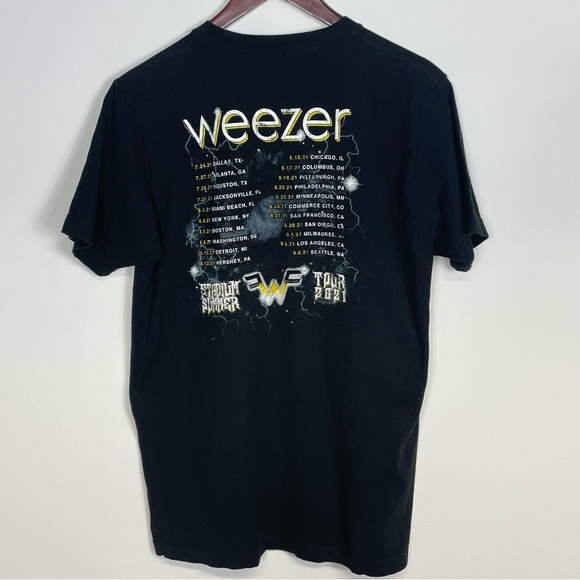 Weezer 2021 Stadium Tour Black Graphic Band Tee Size M - Picture 2 of 8